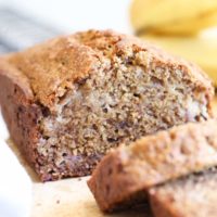 Healthy Banana Bread Cut on Wooden Chopping Board