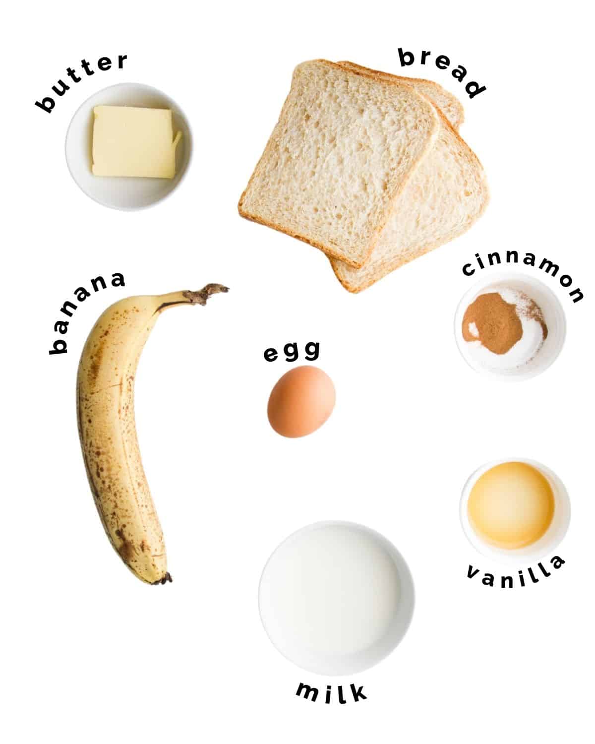Ingredients for Banana French Toast.