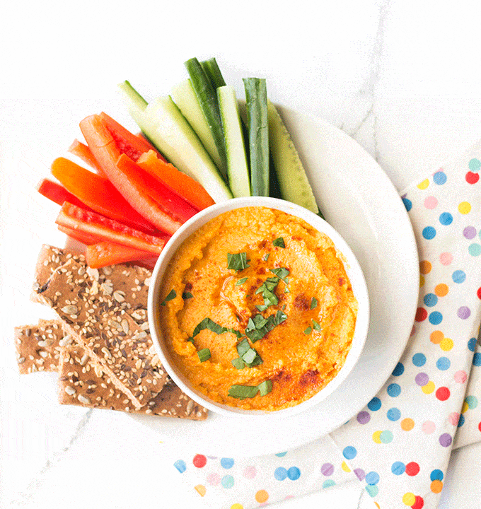 Carrot hummus. A great dip for kids, babies puree or spread.