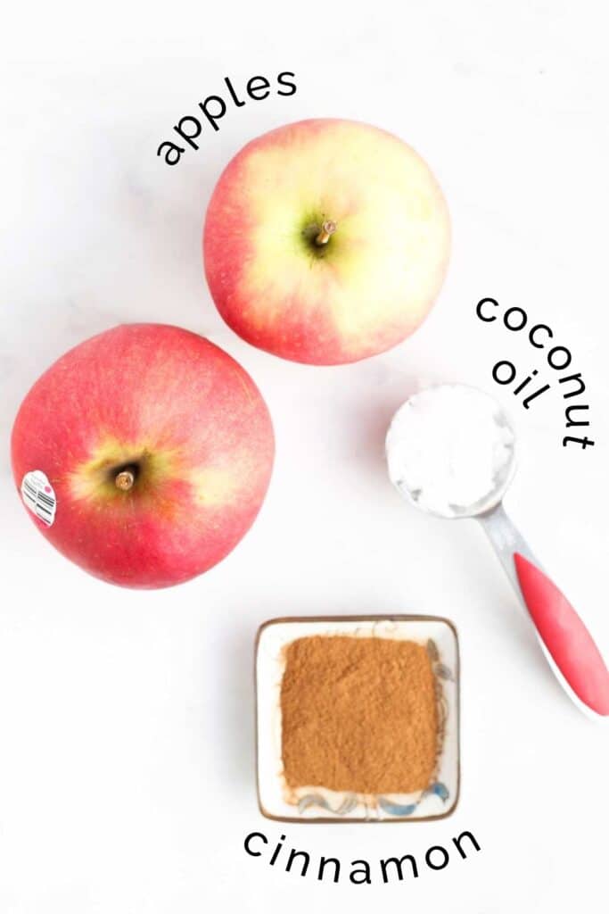 Flat Lay of Apples, Coconut Oil and Cinnamon