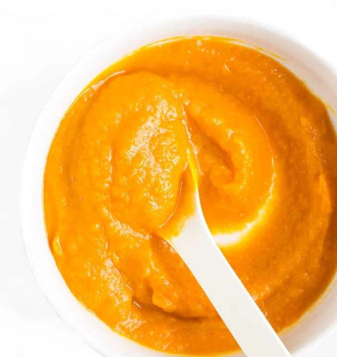 Homemade Pumpkin Puree in Bowl