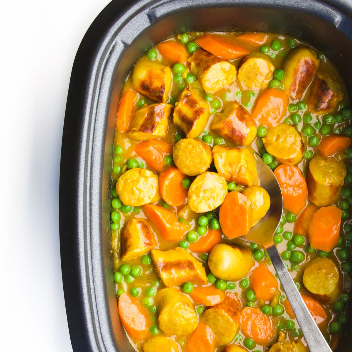 Curried Sausages in Slow Cooker.