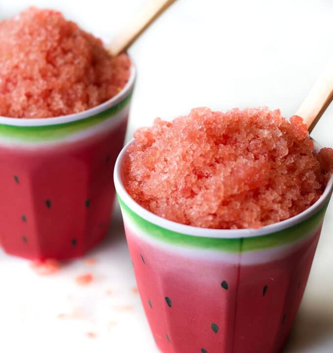 watermelon ice a refreshing and healthy frozen treat for kids. No added sugar and only two ingredients.